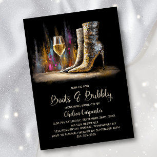 Invitation Bottes à paillettes dorées élégantes et fête de ma