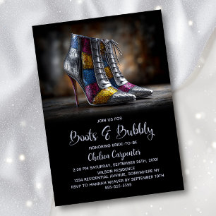 Invitation Bottes à paillettes élégantes et fête pétillante d