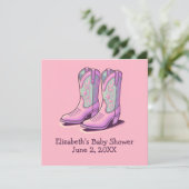 Invitation Bottes Baby showers pour fille rose de l'Ouest (Debout devant)