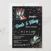 Invitation Bottes Bling cowboy bottes stetson parties scintil (Devant)