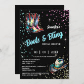 Invitation Bottes Bling cowboy bottes stetson parties scintil (Devant / Derrière)