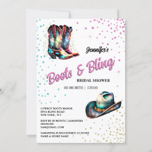 Invitation Bottes Bling cowgirl bottes glam stetson shimmer
