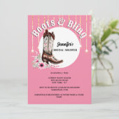 Invitation Bottes Bling rose cowboy botte floral ouest (Debout devant)