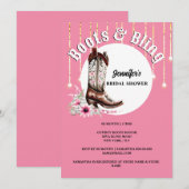 Invitation Bottes Bling rose cowboy botte floral ouest (Devant / Derrière)