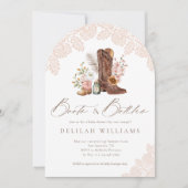 Invitation Bottes & Bouteilles Baby shower Occidental Pink Co (Devant)
