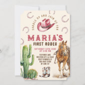 Invitation Bottes Casquettes pour Chevaux de Rodéo Girl First (Devant)