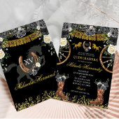 Invitation Bottes Charra occidentales noires et dorées 15 Ans