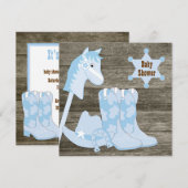 Invitation Bottes Cowboy Brown et bleu Baby shower Cowboy (Devant / Derrière)
