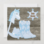 Invitation Bottes Cowboy Brown et bleu Baby shower Cowboy (Devant)