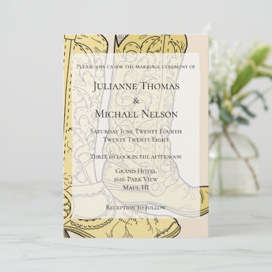 Invitation Bottes Cowboy Cream (Debout devant)