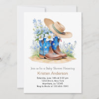 Bottes d'aquarelle de l'Ouest et Baby shower Casqu