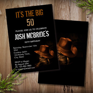 Invitation Bottes de chapeau de cowboy personnalisées 50e ann