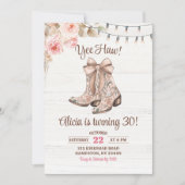 Invitation Bottes de coquette rose florale Anniversaire (Devant)