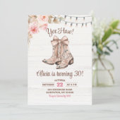 Invitation Bottes de coquette rose florale Anniversaire (Debout devant)