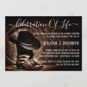 Invitation Bottes de cow-boy Chapeau de cow-boy Service funèb