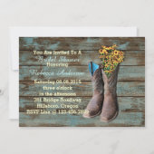 Invitation bottes de cow-boy en bois de grange douche nuptial (Dos)