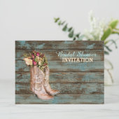 Invitation bottes de cow-boy en bois de grange douche nuptial (Debout devant)