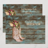 Invitation bottes de cow-boy en bois de grange douche nuptial (Devant / Derrière)