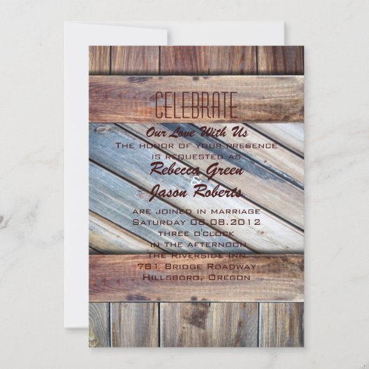 Invitation Bottes de cow-boy en bois de grange Mariage occide (Devant)