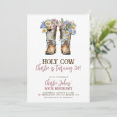 Invitation Bottes de cow-boy florales de la vache Sainte 30e  (Debout devant)