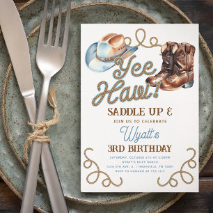 Invitation Bottes de cow-boy mignonnes Anniversaire Rodeo Yee