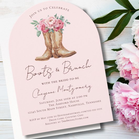 Invitation Bottes de cow-boy occidentales et brunch pour une 