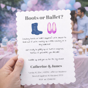 Invitation Bottes de cow-boy pour garçon ou fille Balet Révél