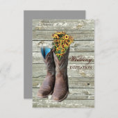 Invitation bottes de cowboy à fleurs mariage campagnard occid (Devant / Derrière)