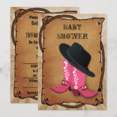 Invitation bottes de cowboy bleu Baby shower occidental (Devant / Derrière)