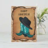 Invitation bottes de cowboy bleu Baby shower occidental (Debout devant)