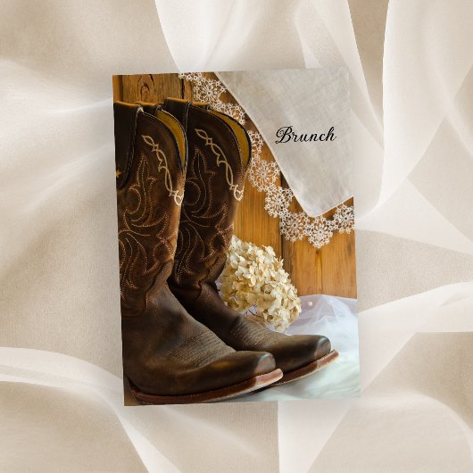 Invitation Bottes de cowboy de campagne et brunch de mariage
