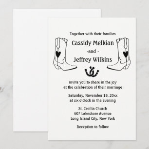 Invitation Bottes de cowboy de mariage Country Western Ferme