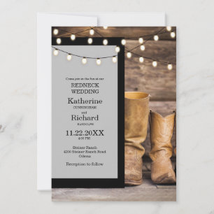 Invitation Bottes de cowboy de mariage Redneck lumières grise