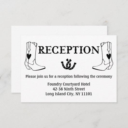 Invitation Bottes de cowboy de réception occidentale Mariage  (Devant / Derrière)