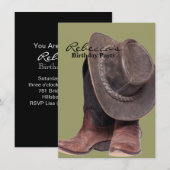 Invitation bottes de cowboy de rodéo de campagne rustique occ (Devant / Derrière)