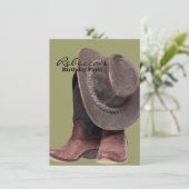 Invitation bottes de cowboy de rodéo de campagne western rust (Debout devant)