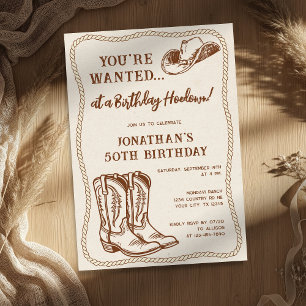 Invitation Bottes de cowboy dessinées à la main occidentales