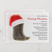 Invitation Bottes de cowboy d'invitation de fête de Noël de (Devant / Derrière)