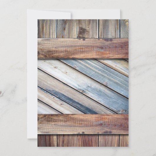 Invitation Bottes de cowboy en bois de grange mariage western (Dos)