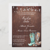 Invitation Bottes de cowboy en bois rustique espagnol  (Devant)