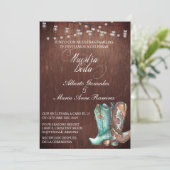 Invitation Bottes de cowboy en bois rustique espagnol  (Debout devant)