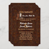 Invitation bottes de cowboy en cuir marron moderne mariage ch (Devant / Derrière)