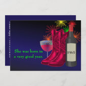Invitation Bottes de cowboy et vin d'anniversaire de la fête (Devant / Derrière)