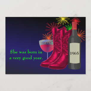 Invitation Bottes de cowboy et vin d'anniversaire de la fête 