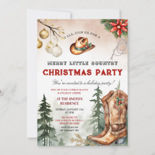 Invitation Bottes de Cowboy Joyeuse Petite Fête de Noël de Ca