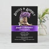 Invitation Bottes de cowboy occidental noir violet bulle chic (Debout devant)