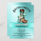 Invitation Bottes de cowboy occidentales aquamarine sarcelle  (Devant / Derrière)