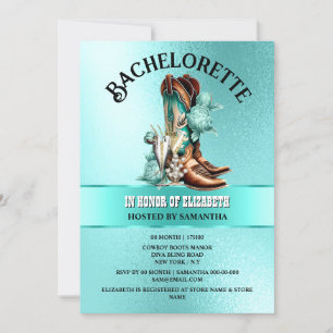 Invitation Bottes de cowboy occidentales aquamarine sarcelle 