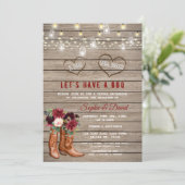 Invitation Bottes de cowboy occidentales Fleurs de Bourgogne  (Debout devant)