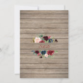 Invitation Bottes de cowboy occidentales Fleurs de Bourgogne  (Dos)